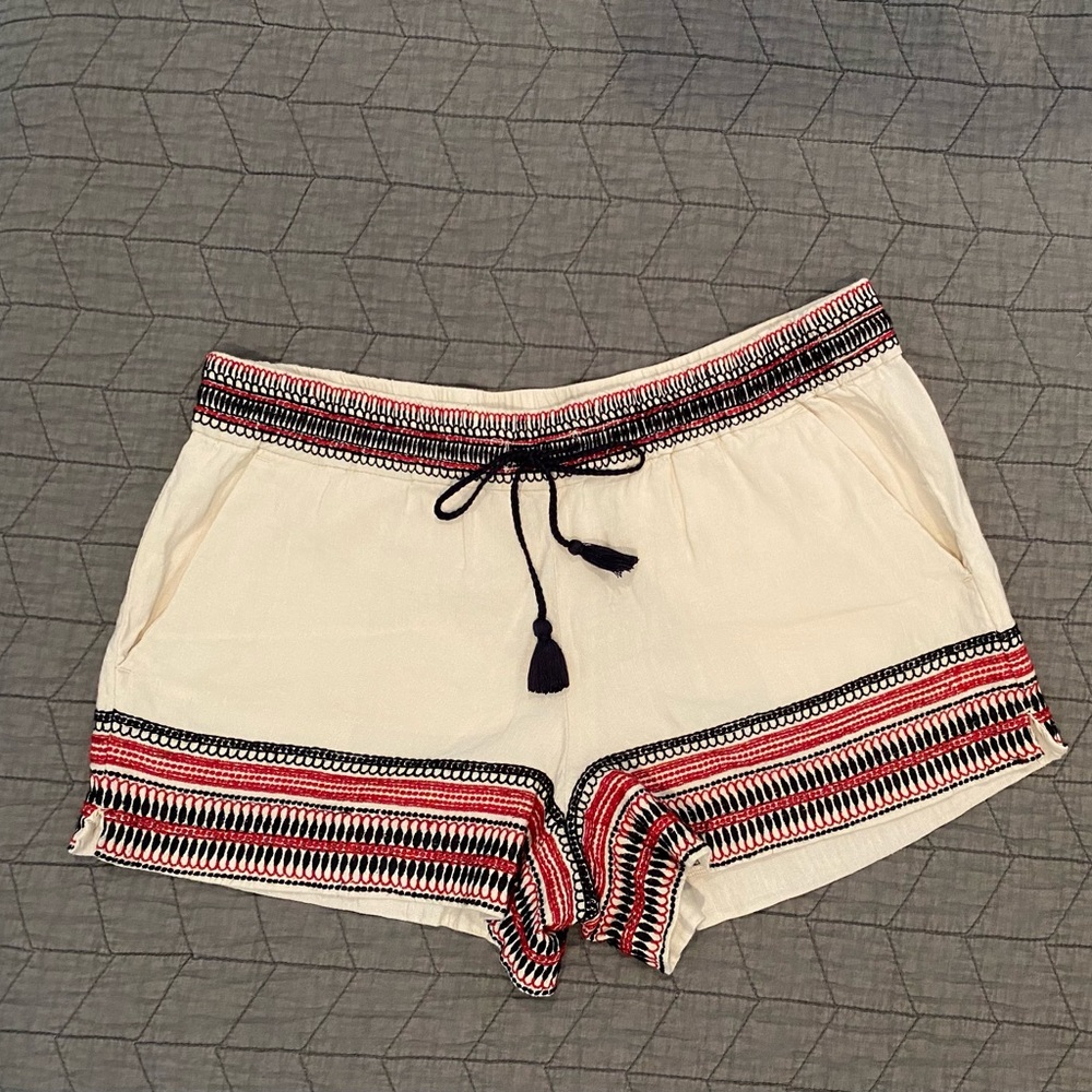 Loft embroidered linen shorts.